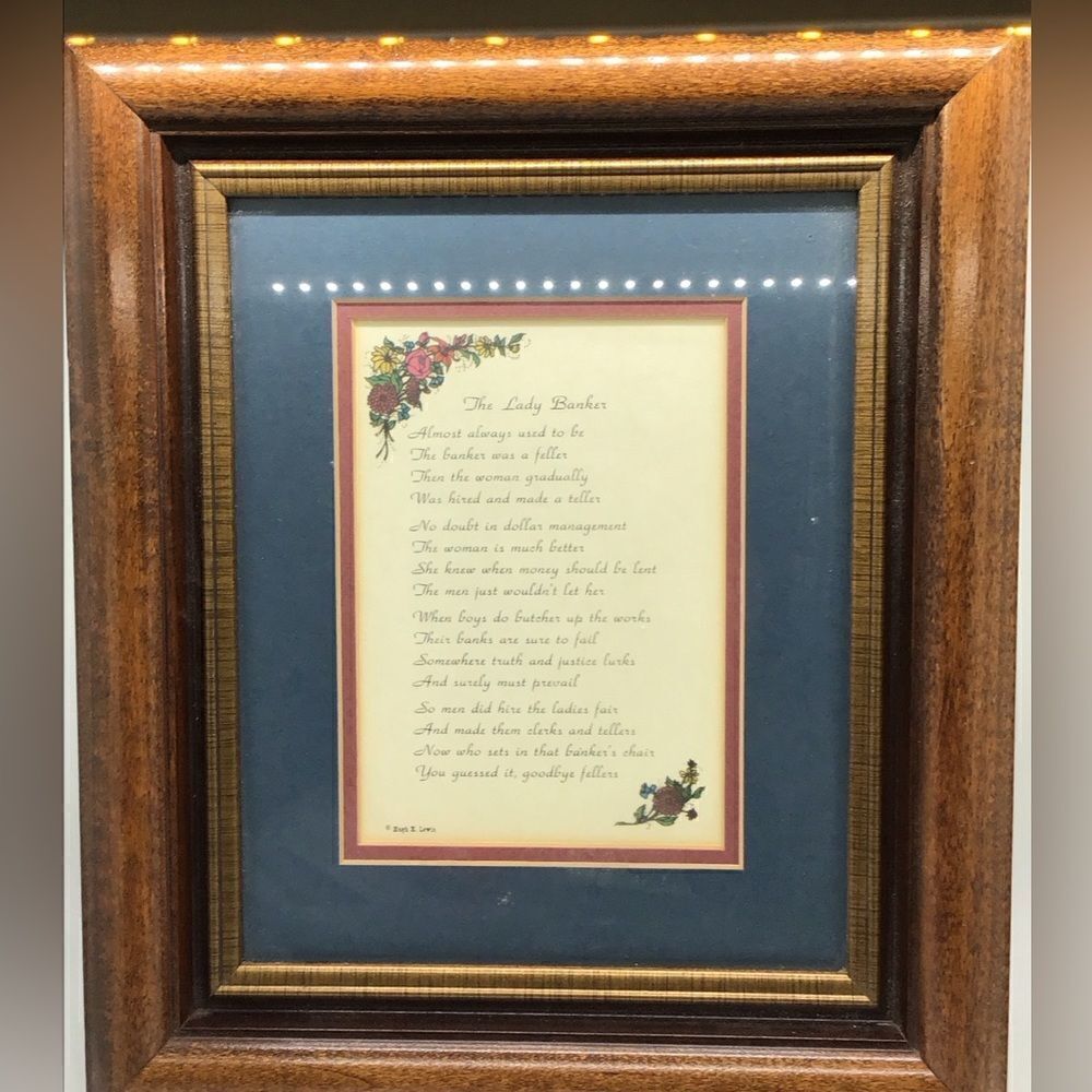 Framed Lady Banker Poem